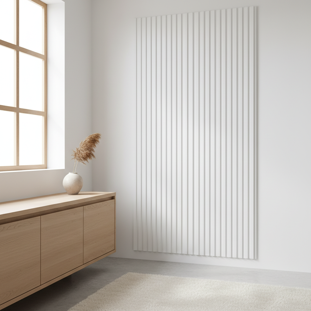 Painel Ripado 3D Autocolante Branco Minimalista